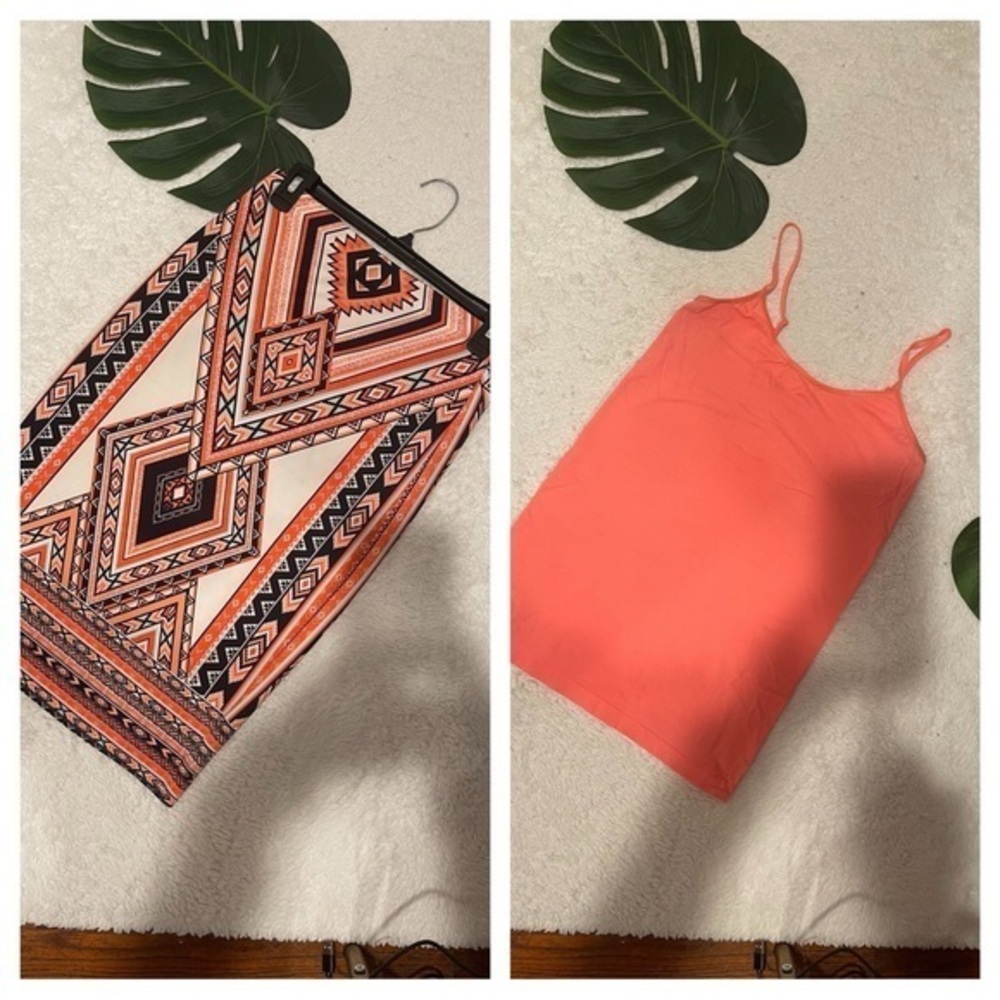 3 piece set Aztec scuba pencil skirt with a bonus tank top and earrings!